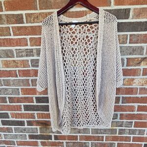 Chicos Women's Beige Crochet Sweater Size 3